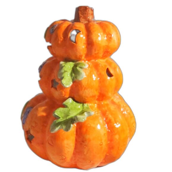 Stacked Halloween Pumpkin Decoration ~Vintage~ - Picture 3 of 8